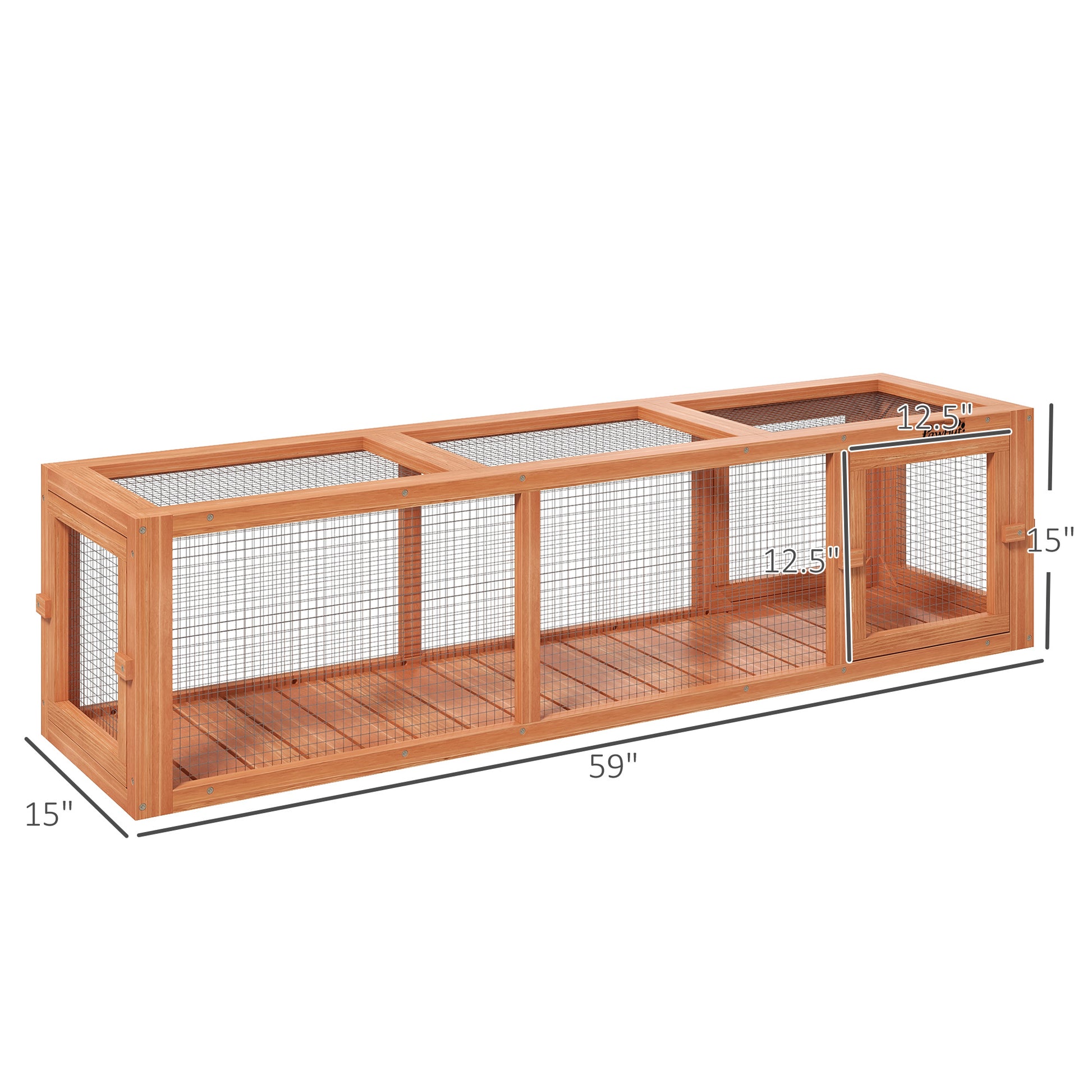 Pawhut Outdoor Cat Tunnel With Extendable Design, 59" L Wooden Cat Run With Weather Protection, Connecting Inside And Outside, For Deck Patios, Balconies, Orange Orange Wood