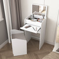 Small Vanity Desk With Mirror White Makeup Vanitys Set Make Up Table With Chair, Drawers, Mini Space Saving Cute Dressing Table For Girls Bedroom Living Room White Primary Living Space Mdf