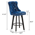 Modern Swivel Bar Stools Velvet Barstools Button Tufted Bar Stools Rivet Trim Bar Stools For Kitchen Island,Bistro, With Metal Pull Ring Sturdy Footrest Large Backrest For Home Bar 3 Navy Blue