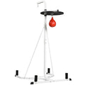 Soozier 2 In 1 Punching Bag Stand, Adjustable Height Heavy Bag Stand With Weighted Base And Speed Bag, Freestanding For Home Gym White Steel