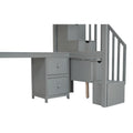 Twin Size Loft Bed Frame With Built In Desk And Double Storage Drawers,Gray Twin Gray Solid Wood Mdf