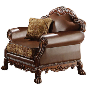 Wooden Chair With 1 Pillowcherry Brown Brown Leather