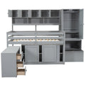 Full Size Wooden Loft Bed Big Storage With Under Bed Desk, With Drawers, With Shelves, Gray Full Gray Plywood