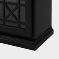 Classic Fretwork Detailed Glass Door Sideboard Black Black Mdf