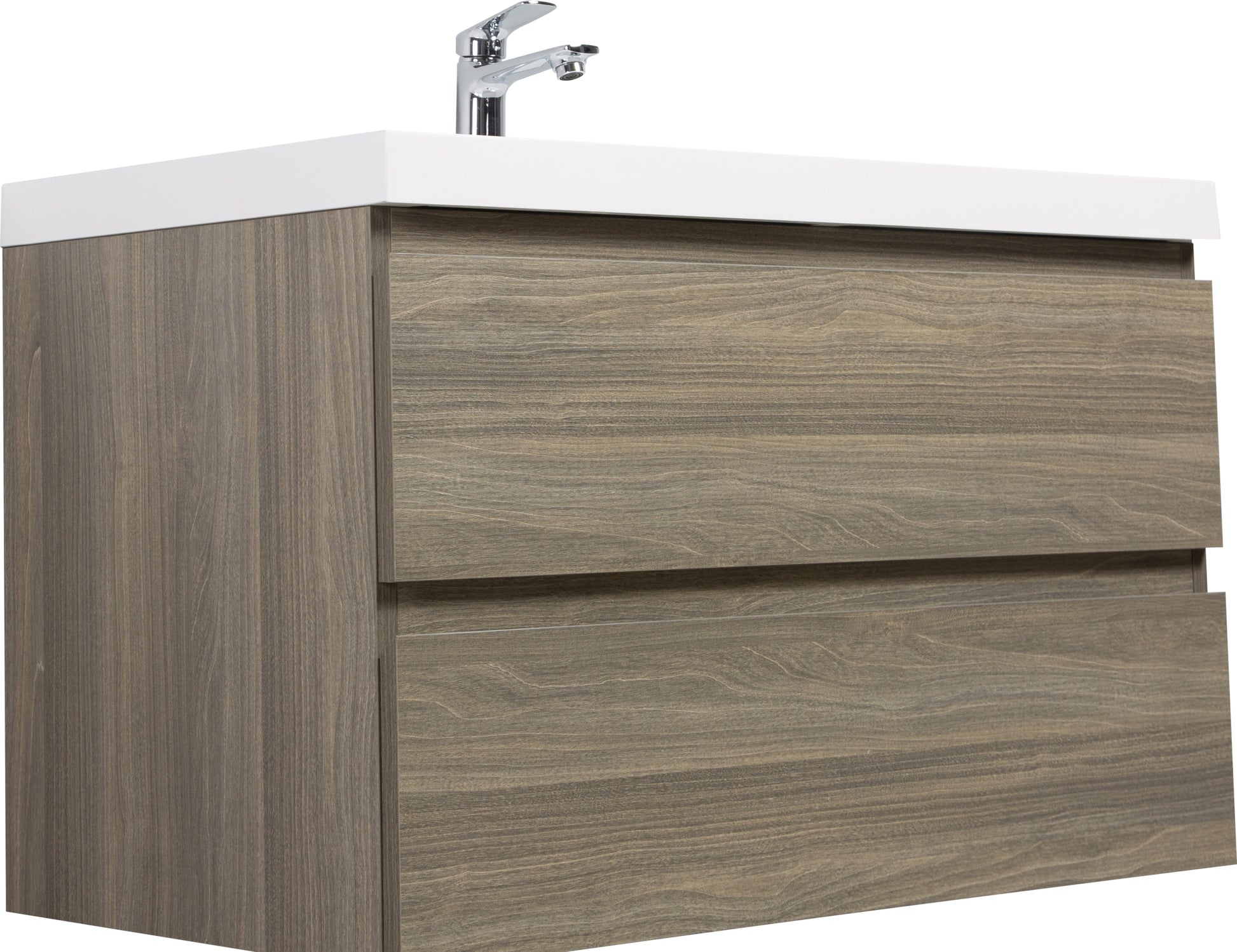 36" Floating Bathroom Vanity With Sink, Modern Wall Mounted Bathroom Storage Vanity Cabinet With Resin Top Basin And Soft Close Drawers, Ash Grey 24V11 36Ag 2 Grey Bathroom Wall Mounted Melamine