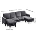 Chenille Sectional Sofa, U Shaped Sofa Couch With High Density Memory Foam, 4 Seat Comfy Modular Sofa Couch For Living Room, Modern U Shaped Sectional Sofa,U Shaped Dark Grey Dark Grey Chenille