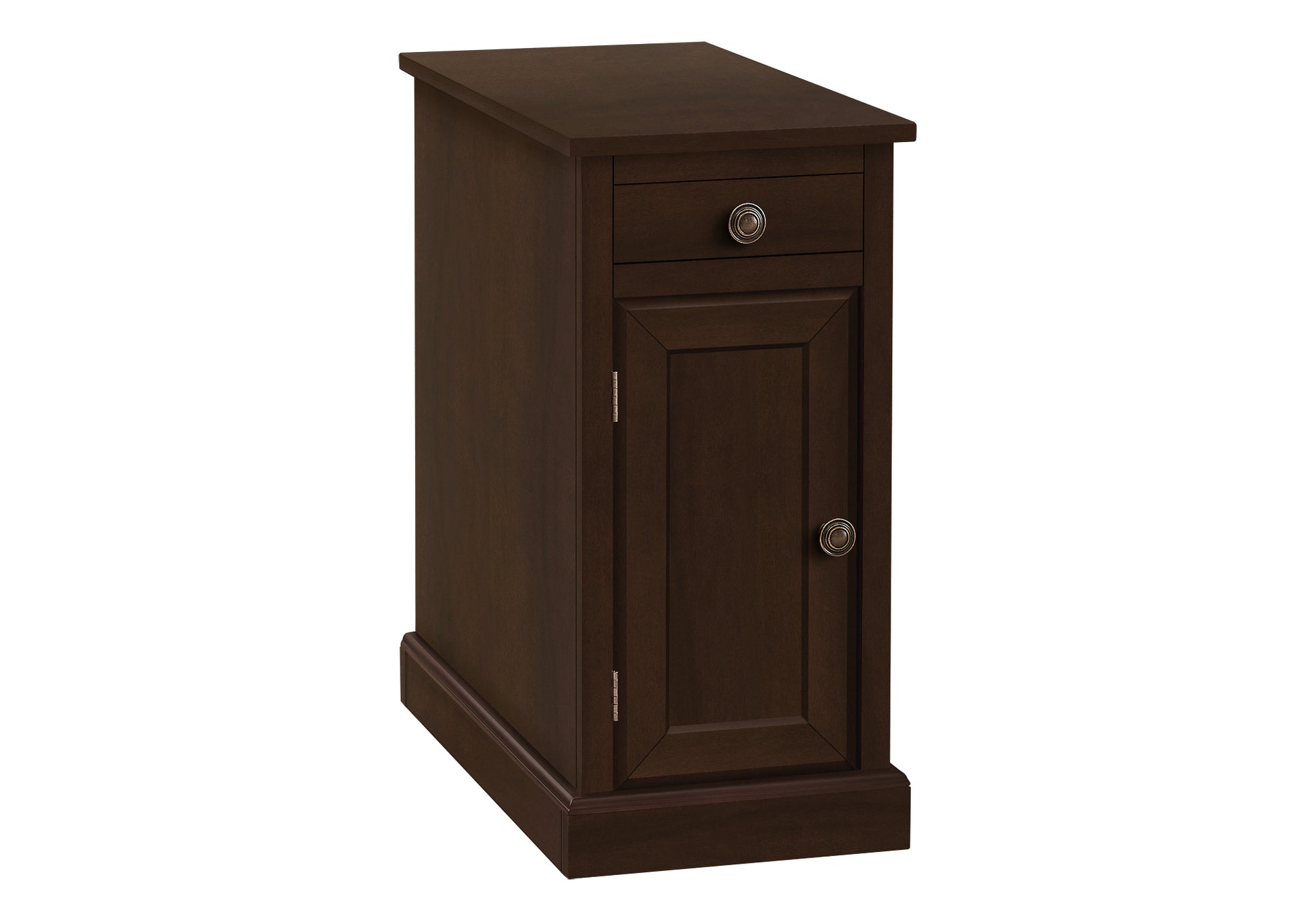 Accent Table, End, Side Table, Nightstand, Narrow, Bedroom, Lamp, Storage Drawer, Brown Veneer, Traditional Espresso Mdf