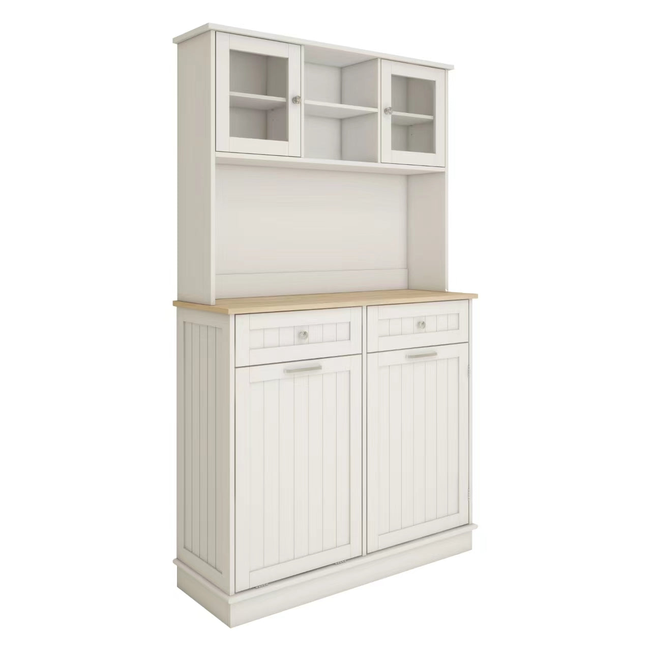 67.7" Tall Kitchen Trash Can Storage Cabinet With 3 Adjustable Shelves, 2 Drawers And 1 Tilt Out Trash Cabinet For Kitchen, Dinning Room, Living Room White White Mdf