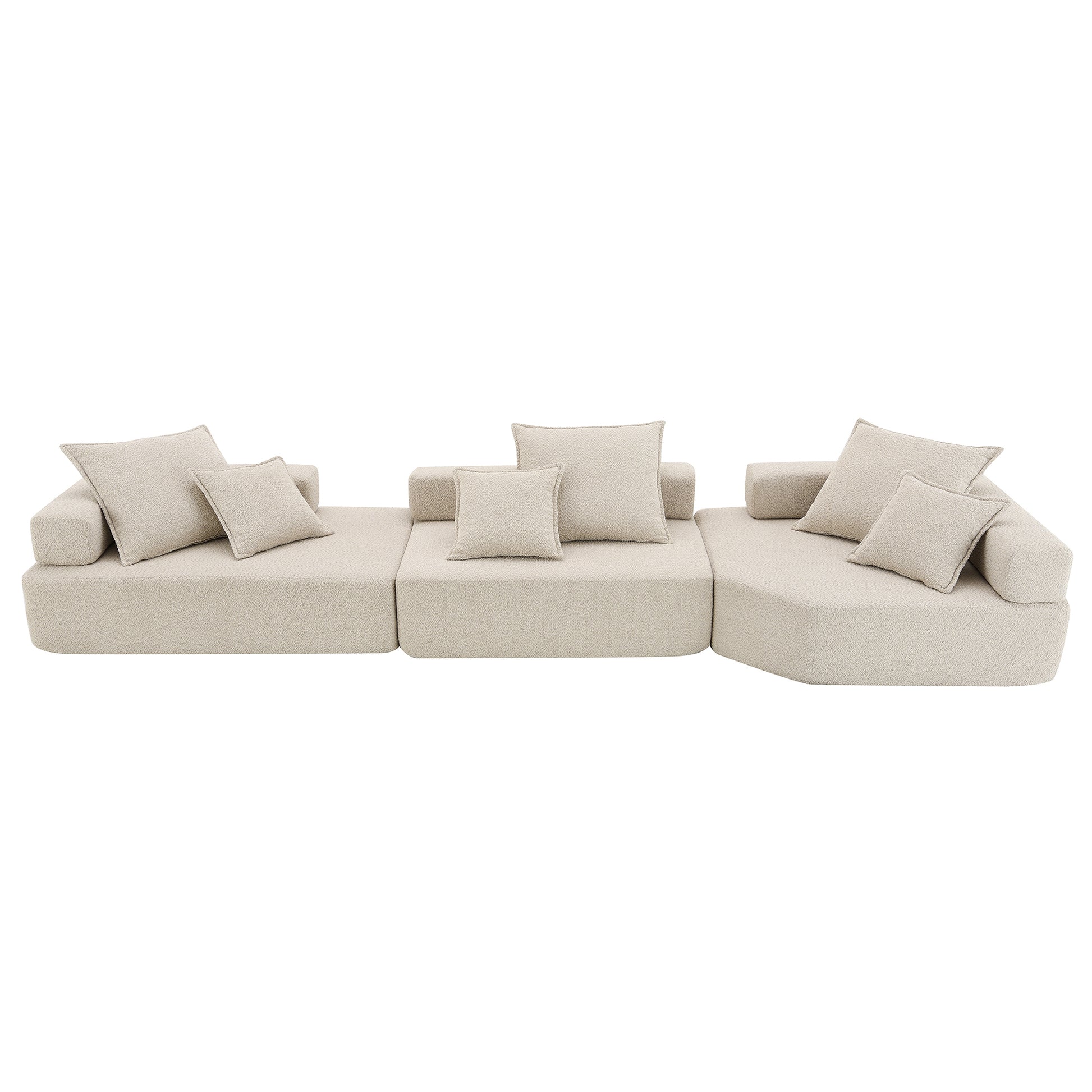 Oversized Modular Sectional Sofa,Luxury Boucle Floor Couch Set,Convertible Sleeper Couch,Spacious Foam Filled Sofa Bed For Living Room,3 Pc Free Combination,2 Colors Beige Boucle 5 Seat