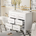 36'' Bathroom Vanity With Resin Sink Combo, Free Standing Single Vanity Set With Four Drawers, Solid Wood Frame Bathroom Storage Cabinet Same As Sw000128Aak White Bathroom Modern Solid Wood Mdf