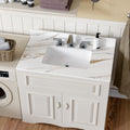 37 Inch Marble Vanity Top, Bathroom Vanity Top With Undermount Rectangular Middle Sink And 4