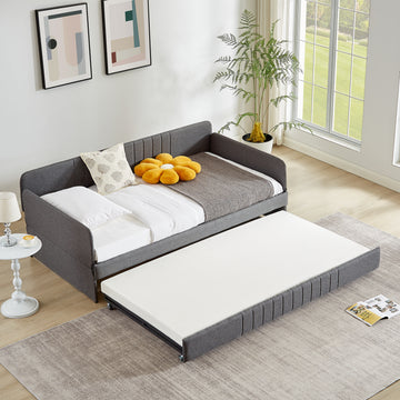 Daybed, Sofa Bed Metal Framed With Trundle Twin Size, Grey, 78.4''L X 41''W X 29.8''H. Twin Grey Iron