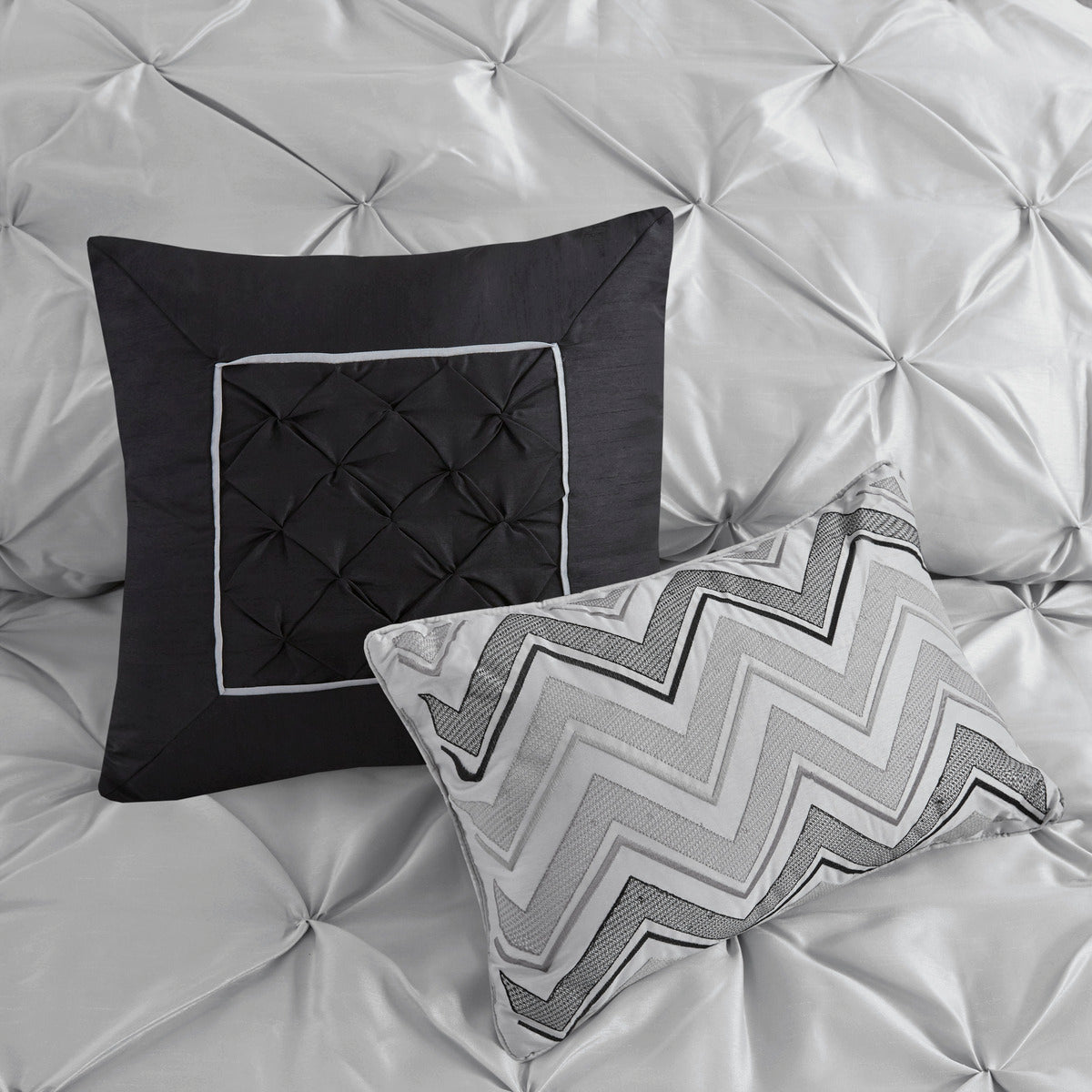 7 Piece Tufted Comforter Set Grey Cal King California King Grey Polyester