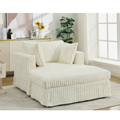 Arrived 47.7'' Oversized Corduroy Chaise Longue With Ottoman, Deep Seat Reclining Chair Sofa, Comfy Thicked Upholstered Pad Chair ,With Foot Stool ,Oversize, Movable Ottoman, Beige Beige Polyester