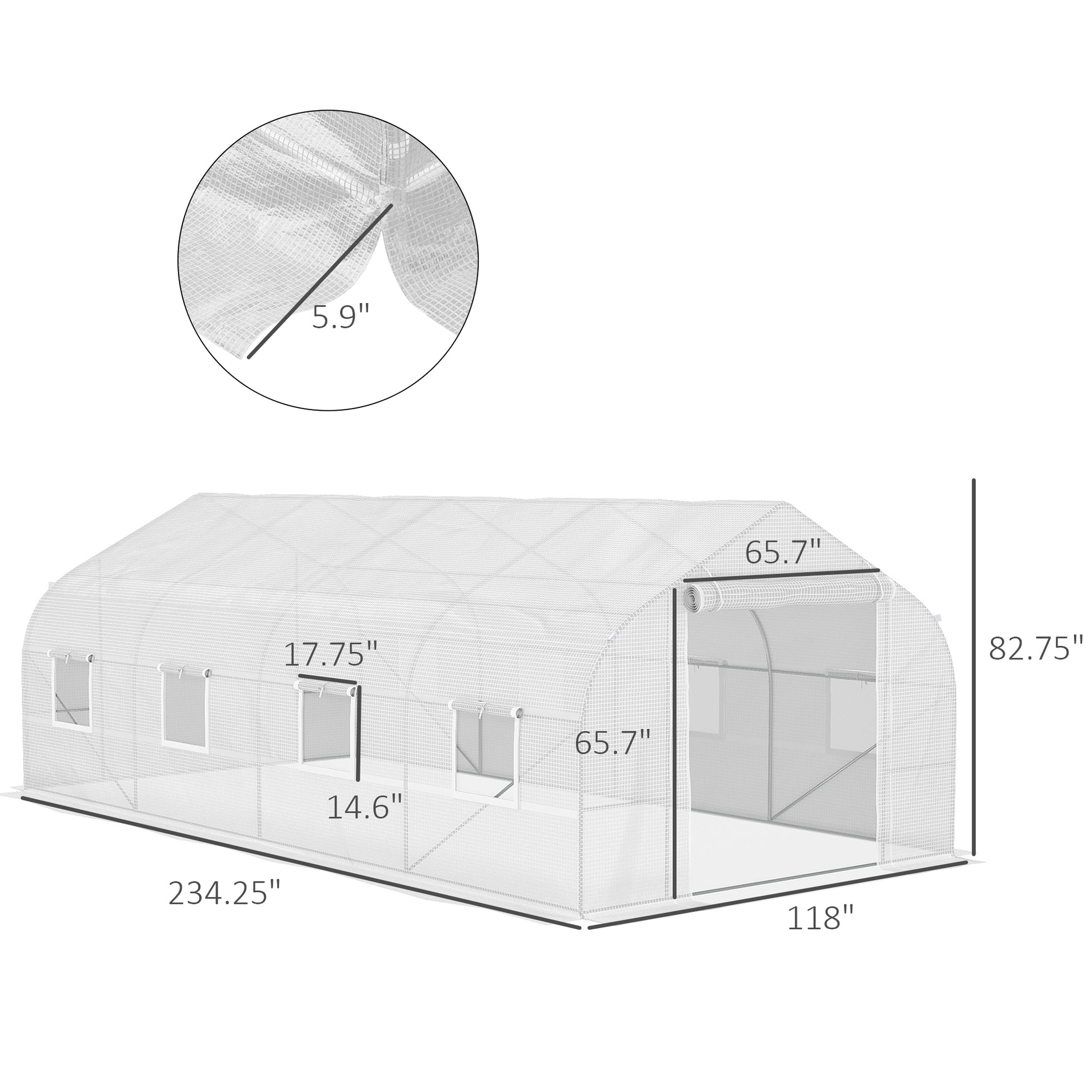 Outsunny 20' X 10' X 7' Walk In Tunnel Greenhouse With Zippered Mesh Door & 8 Mesh Windows, Gardening Plant Hot House With Galvanized Steel Hoops, White White Steel