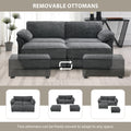 Free Combination Modular Convertible Sectional Sofa Bed Set, 4 Seat Upholstered Sleeper Corner Couch, Deep Seat Loveseat With Ottoman For Living Room, Office, Apartment,2 Colors Gray Chenille 4 Seat