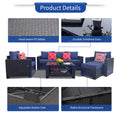 Outdoor Garden Patio Furniture 7 Piece Pe Rattan Wicker Cushioned Sofa Sets And Coffee Table, Patio Furniture Set Outdoor Couch Outdoor Couch Patio Furniture Outdoor Sofa Patio Couch Yes Complete Patio Set Dark Coffee Blue Seats 6 Weather Resistant Frame