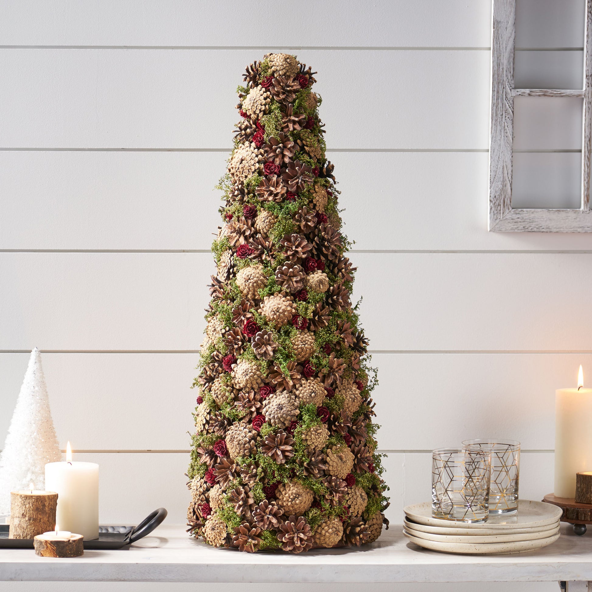 Pine Cone Table Top Tree Natural Foam