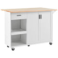 K&K Kitchen Island With Foldable Counter Top, Kitchen Storage Cart With Slide Out Shelf, Towel Rack And Drawer, Rolling Kitchen Cart On Wheels, For Kitchen, Living Room, Dining Room, White White Brown Kitchen Classic,Farmhouse,Luxury,Modern Rectangular