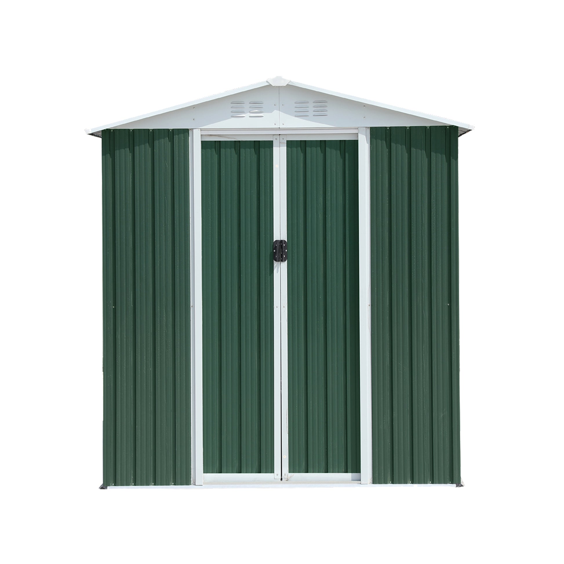 6Ftx4Ft Apex Roof Green Outdoor Tool Storage House Garden Shed With Aluminum Alloy Frame And Sliding Door Green Garden & Outdoor Metal