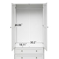 2 Door Wardrobe With 3 Drawers High Wardrobe Armoire With 2 Rattan Door For Living Room, Bedroom Organizer White Particle Board Mdf