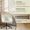 Velvet Home Office Chair, Modern Home Desk Chair With Wheelsvanity Chairs For Living Room, Bedroom,Study Room,Computer Chair Beige Fiber Foam And Polyester Fiber Pad Iron