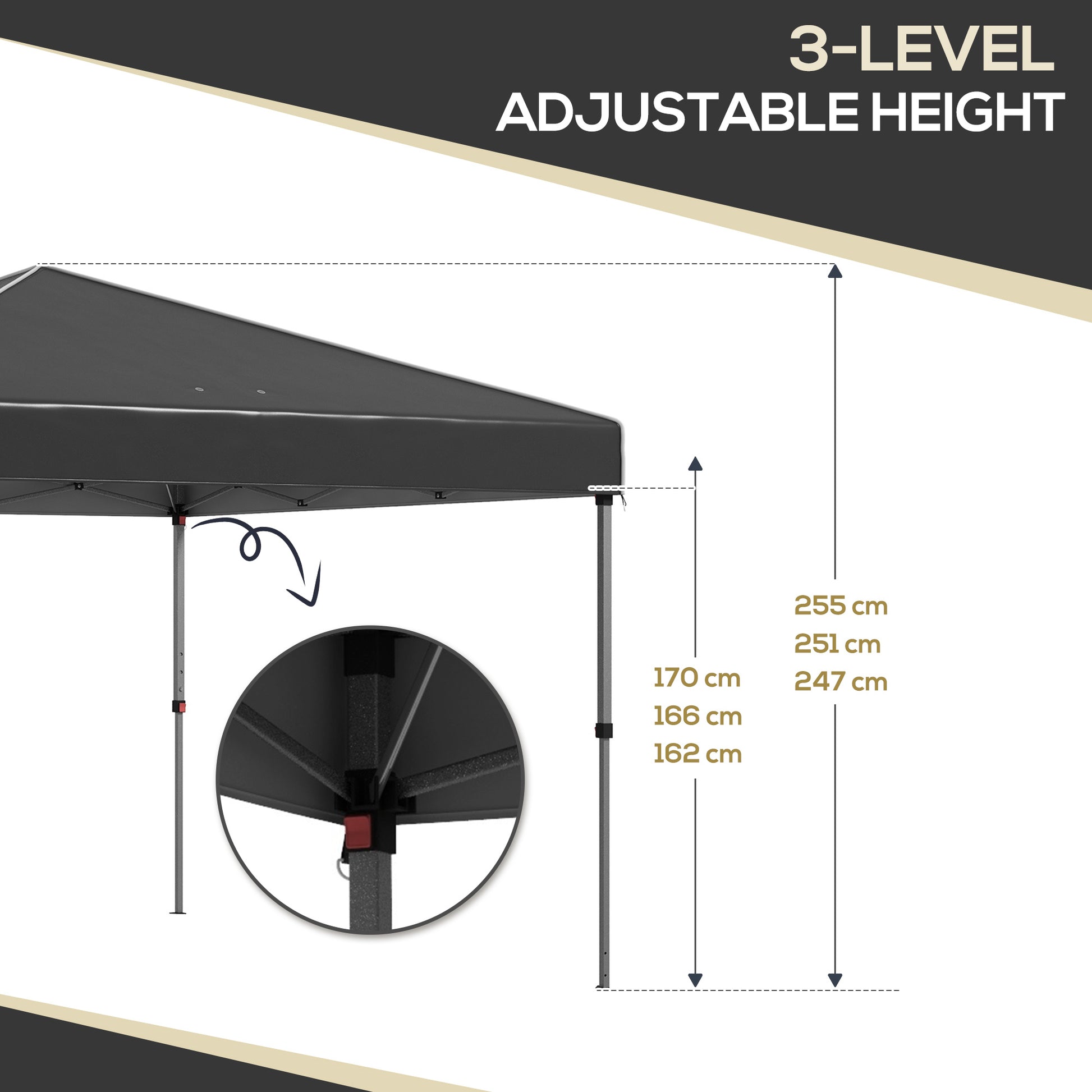 Outsunny 9.7' X 9.7' Pop Up Canopy With Sidewalls, Portable Canopy Tent With 2 Mesh Windows, Reflective Strips, Carry Bag For Events, Outdoor Party, Vendor Canopy, Black Black Steel