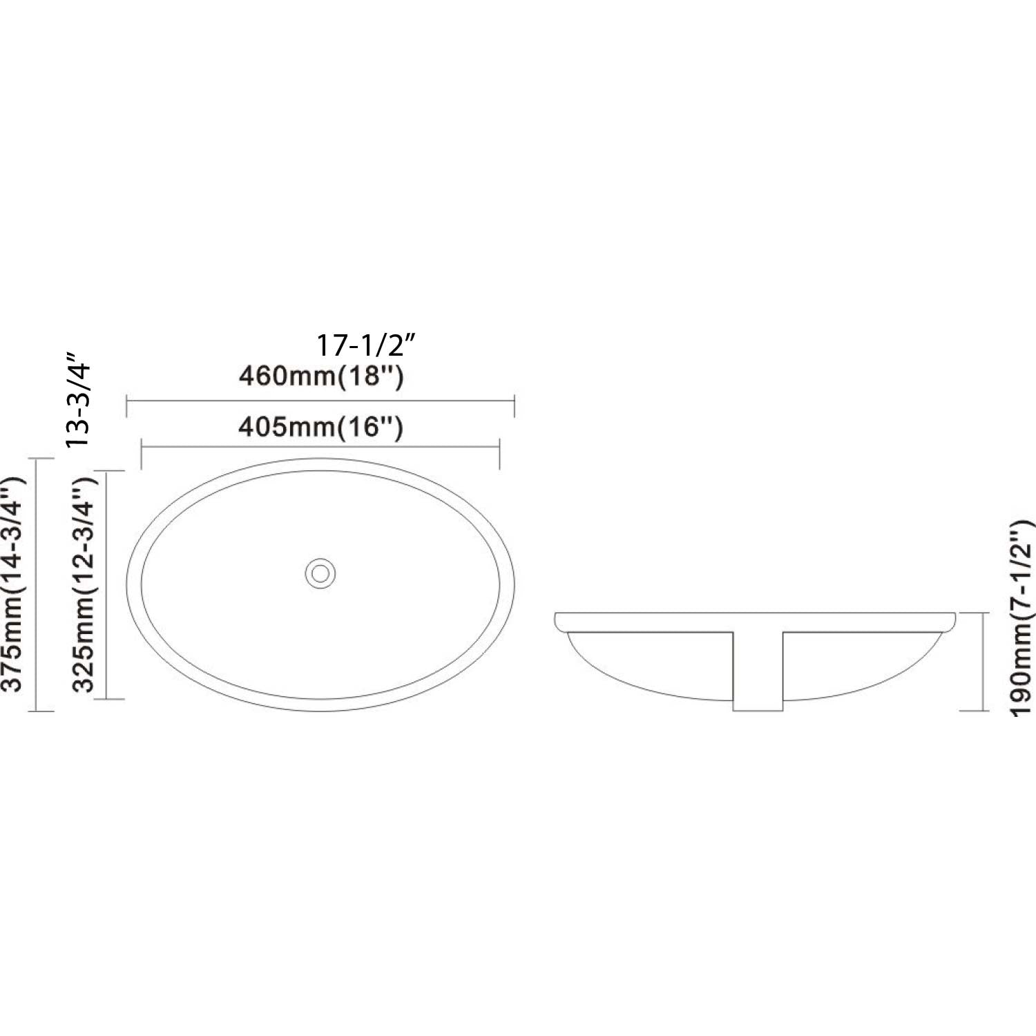 Dax Ceramic Oval Single Bowl Undermount Bathroom Basin White Ceramic
