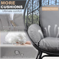 Patio Pe Wicker Egg Chair Model 3 With Black Color Rattan Grey Cushion And Side Table Yes Black Foam Steel