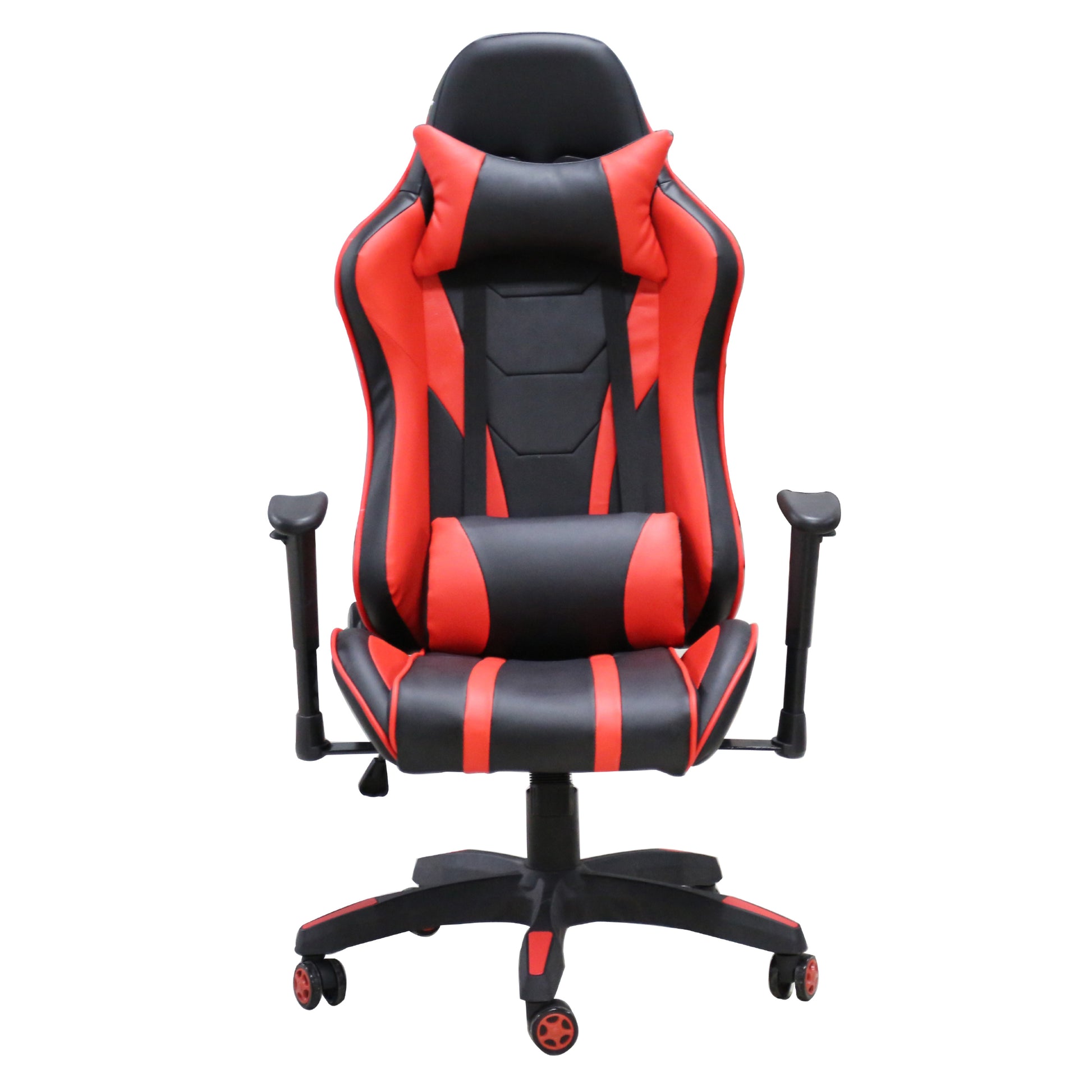 Modern Ergonomic Office Gaming Chair W Adjustable Height, 360 Degree Swivel, Faux Leather Computer Desk Chair, Black Red Caster Plastic Red Black Office Foam Rectangular Contemporary Push Button Office Chairs Solid Back Plywood Adjustable Height Faux