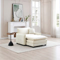 Single Deep Seat Sofa With Footstool With One Pillow, Suitable For Living Room And Bedroom, Club Multiple Occasions,White Corduroy White Corduroy 1 Seat