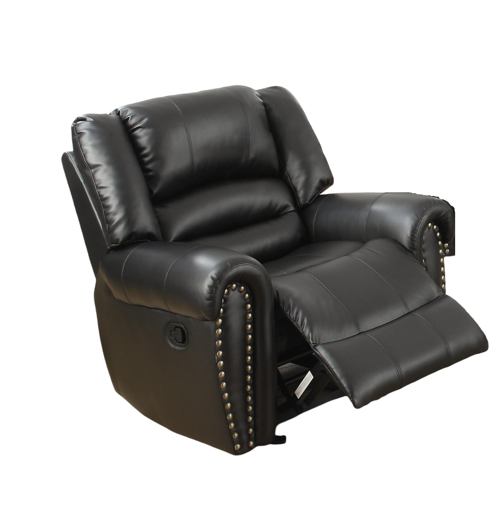 Modern 1Pc Manual Motion Recliner Chair Glider Black Color Bonded Leather Armrest Cushion Seating Living Room Furniture Black Faux Leather Primary Living Space Contemporary,Modern Bonded Leather