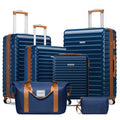 Abs Luggage Sets 6 Pieces, Expandable Suitcase Sets With Duffel Bags, Blue Blue Abs