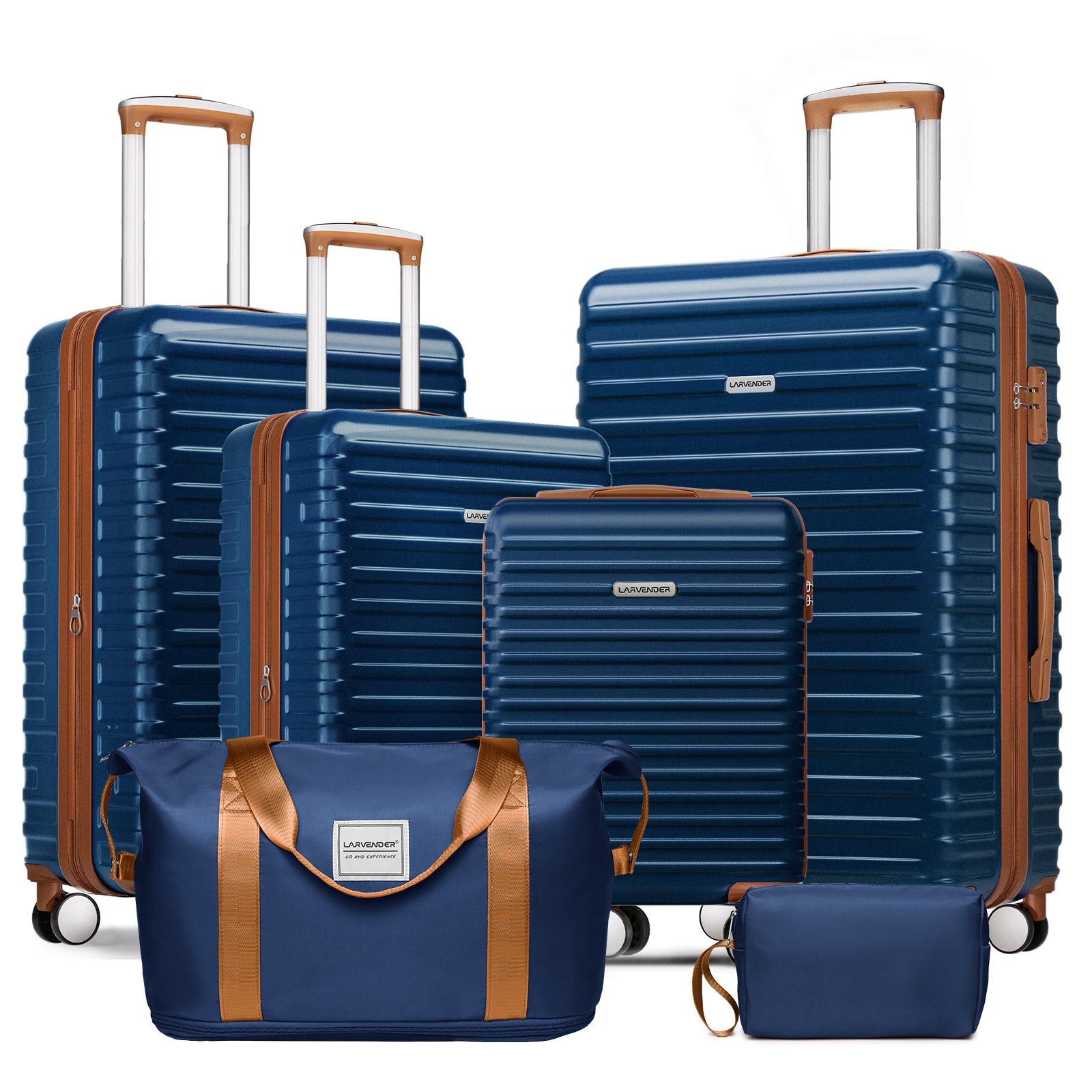 Abs Luggage Sets 6 Pieces, Expandable Suitcase Sets With Duffel Bags, Blue Blue Abs