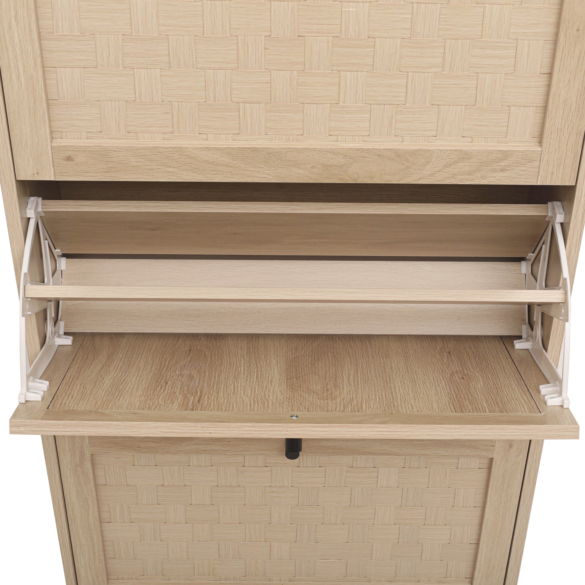 3 Door Shoe Rack, Freestanding Modern Shoe Storage Cabinet, For Entryway Natural Mdf