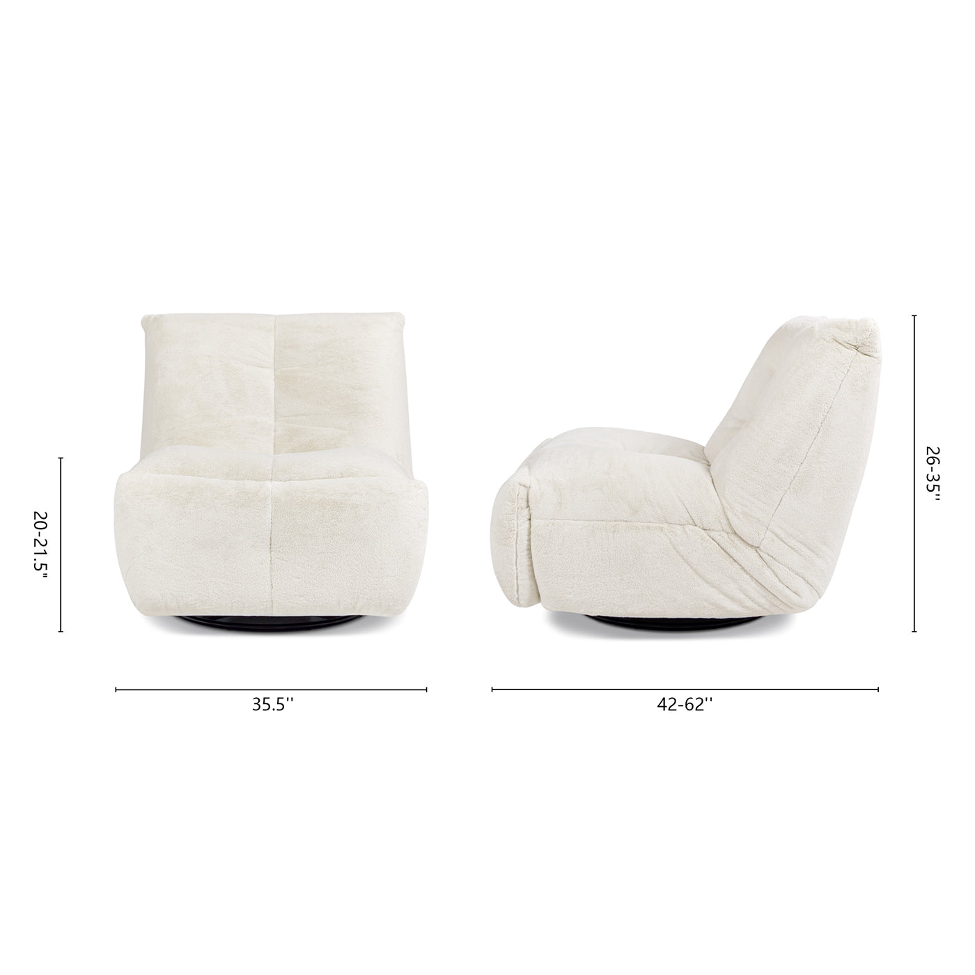 Rearden 35.5" Swivel Glider Manual Recliner Gaming Lounge Chair, Pearl White Short Faux Fur White Foam Faux Fur