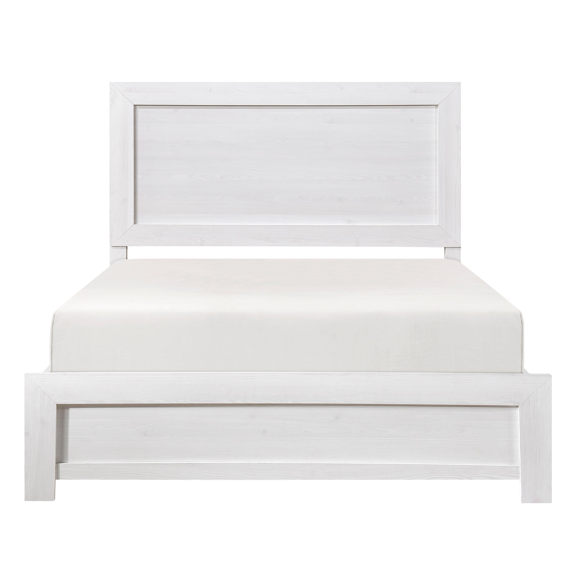 White Finish Queen Size Panel Bed Wooden Bedroom Furniture 1Pc, Bed In A Box Box Spring Required Queen White Bedroom Bed Frame Wood