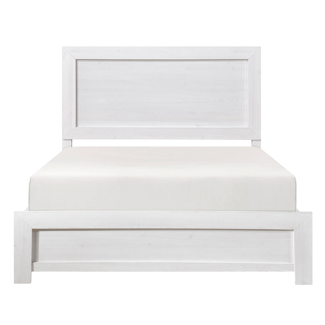 White Finish Full Size Panel Bed Wooden Bedroom Furniture 1Pc, Bed In A Box Box Spring Required Full White Bedroom Bed Frame Wood