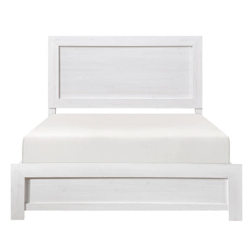 White Finish Full Size Panel Bed Wooden Bedroom Furniture 1Pc, Bed In A Box Box Spring Required Full White Bedroom Bed Frame Wood