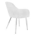 Dining Chair, Set Of 2, Side, Upholstered, Kitchen, Dining Room, White Leather Look, Chrome Metal, Contemporary, Modern White Foam Faux Leather