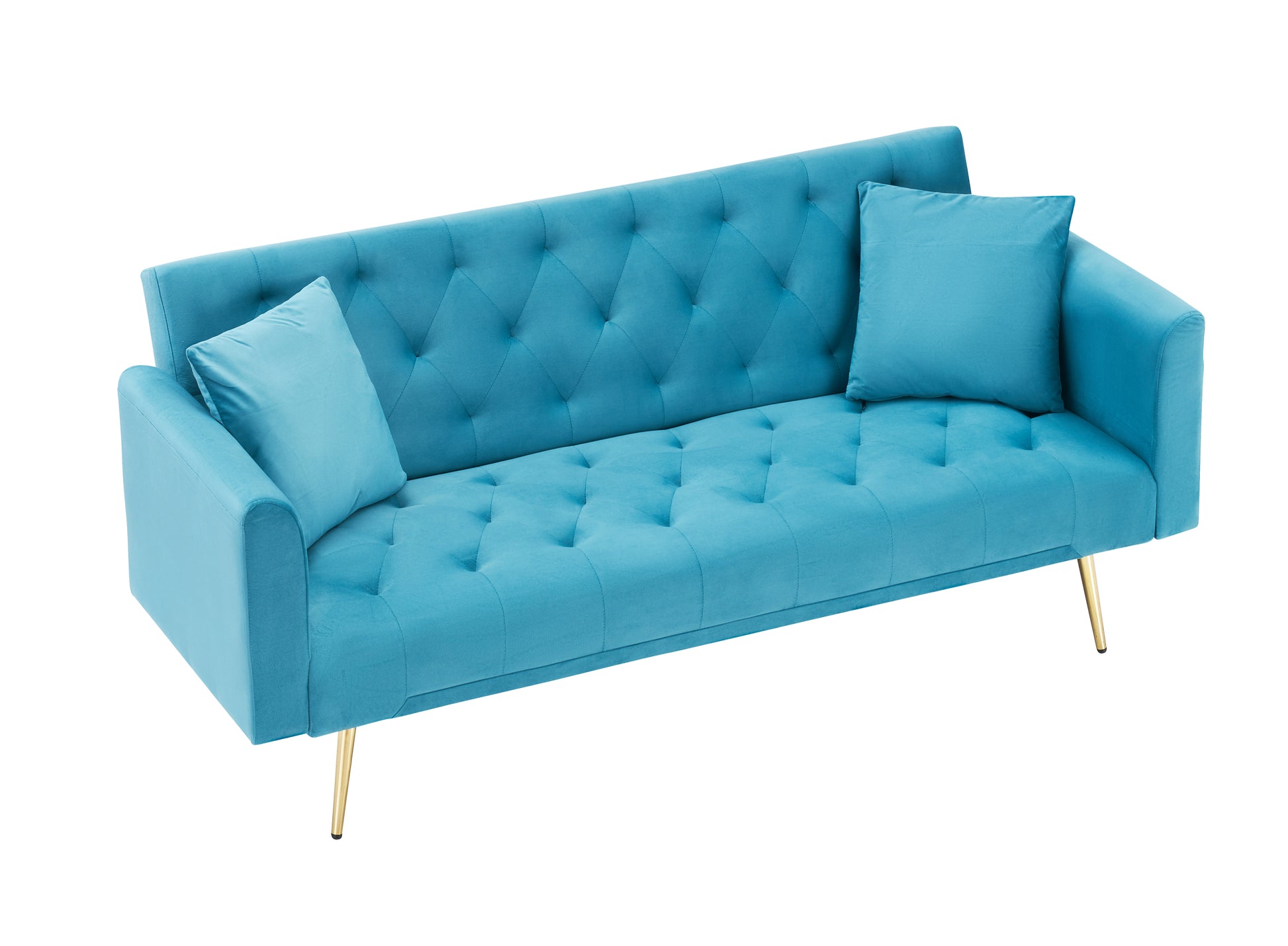71 Inch Convertibleseat Sofa, American Retro, Light Blue Velvet, Suitable For Small Living Room, Bedroom, Office Light Blue Velvet 2 Seat