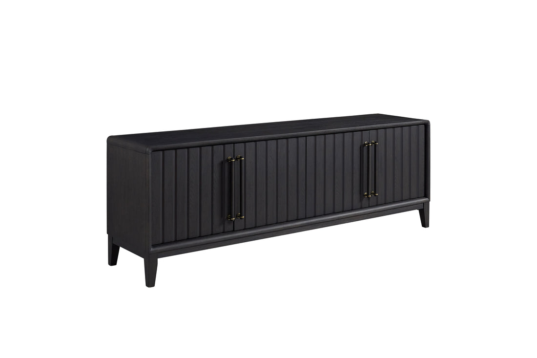 80" Console With Power Pack Black 60 69 Inches Solid Wood Mdf