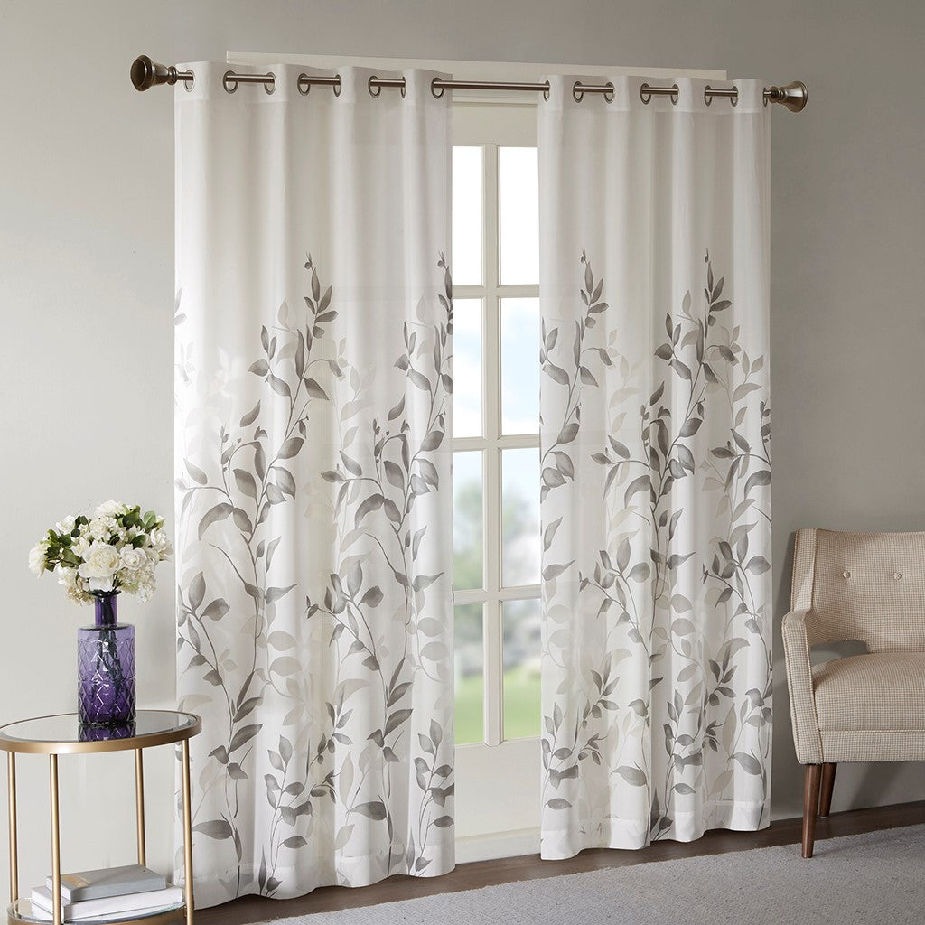 Burnout Printed Curtain Panel Pair 2 Pcs Window Panels Multicolor Polyester