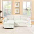 Corduroy Tufted Upholstered Sleeper Sectional Sofa, L Shaped Modular Convertible Sofa With Storage Chaise, Pull Out Sleep Couch Bed And Reclining Backrest Perfect For Living Space, Beige Full Beige Corduroy