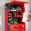 Champion 3 Drawer Chest With Cabinet Red Black Particle Board