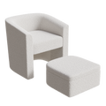 Accent Chair White Sofa Chair One Set, Modern Living Room Side Chair, Single Sofa Chair, Footstool With Storage, Suitable For Bedroom Office Reading Space, Study Cream White Cream White Foam Velvet