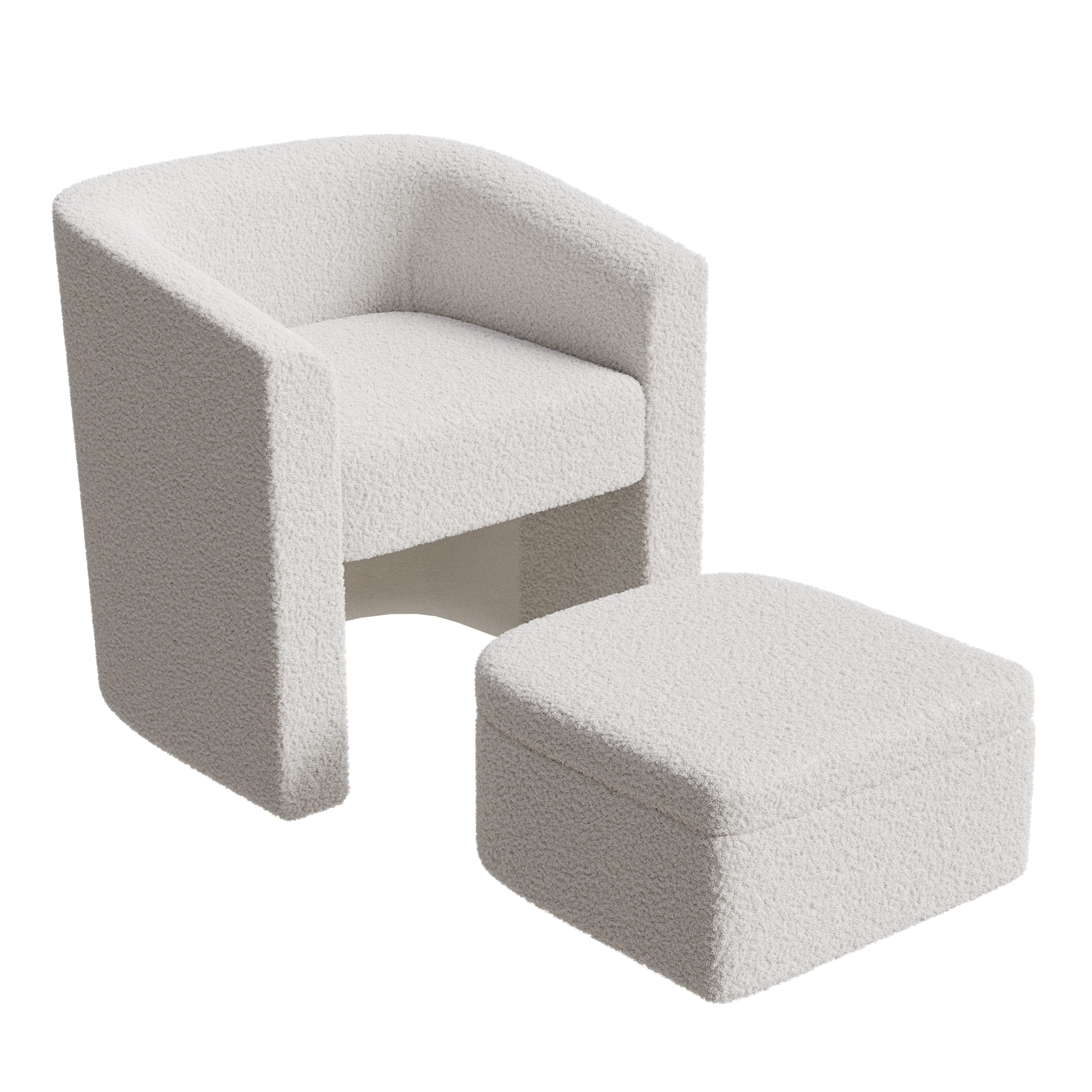 Accent Chair White Sofa Chair One Set, Modern Living Room Side Chair, Single Sofa Chair, Footstool With Storage, Suitable For Bedroom Office Reading Space, Study Cream White Cream White Foam Velvet