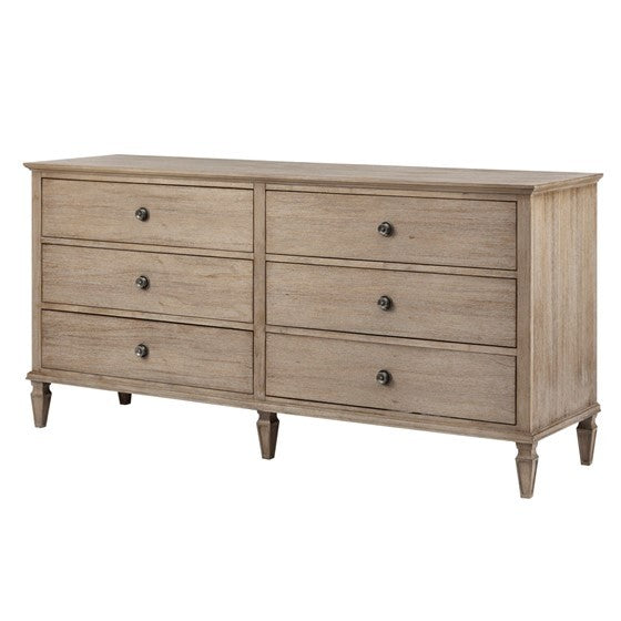 Victoria 6 Drawer Dresser Natural Solid Wood