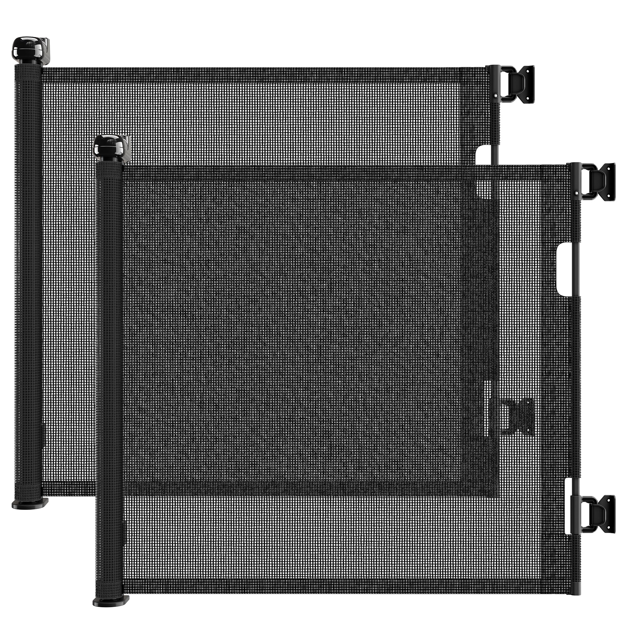 2 Pack Retractable Baby Gate, Mesh Dog Gate For Doorways, Extends Up To 55" Wide, 33" Tall Child Safety Gate For Doorways, Indoor & Outdoors, Stairs, Hallways, Black Black Plastic