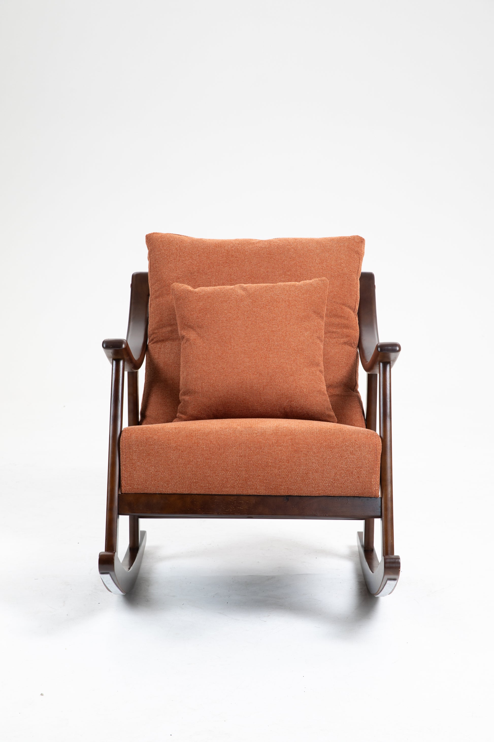 Woven Fabric Mid Century Modern Accent Chairs Comfy Upholstered Glider Arm Chair With Solid Wood For Living Room Bedroom Balcony Light Brown Linen